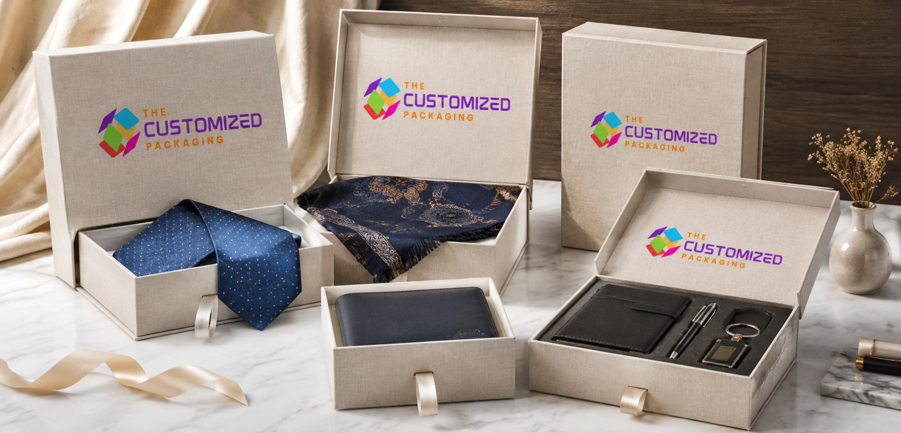 Linen-Wrapped Magnetic Gift Boxes Across the USA Linen-Wrapped Magnetic Gift Boxes Across the USA